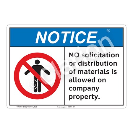 ANSI/ISO Comp. Notice No Solicitation Safety Signs Indoor/Outdoor Flexible Polyester (ZA) 12x18